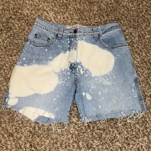 Denim bleach splatter shorts.